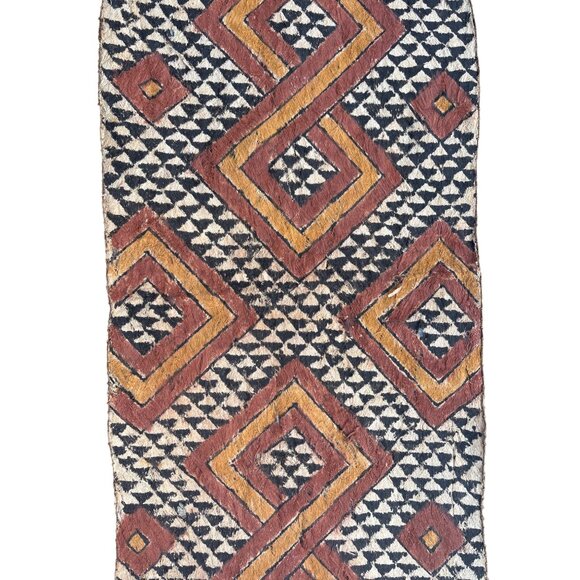 Vintage African Kuba Cloth Tapestry Wall Hanging With Geometric Patterns - Picture 6 of 16